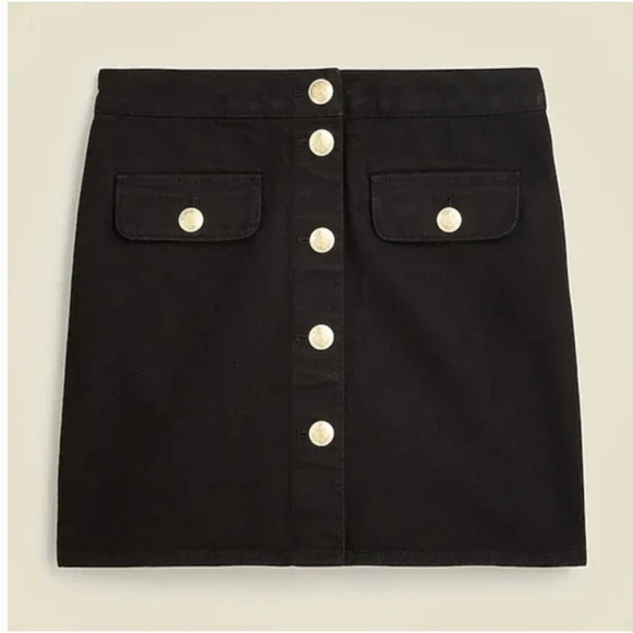 NWT! J. CrewGold Button Front Denim Mini Skirt Black. Size 4 #CC931 - Picture 1 of 6